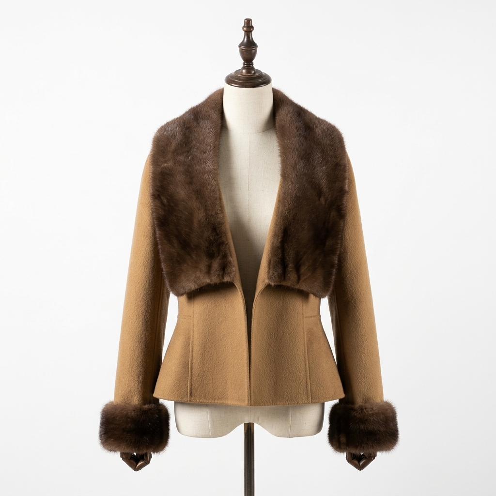 Women's Cashmere Peplum Jacket - Camel